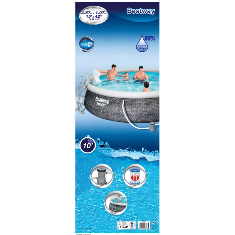 Piepūšamais baseins Bestway 57372 Apaļš 12362 L Pelēks