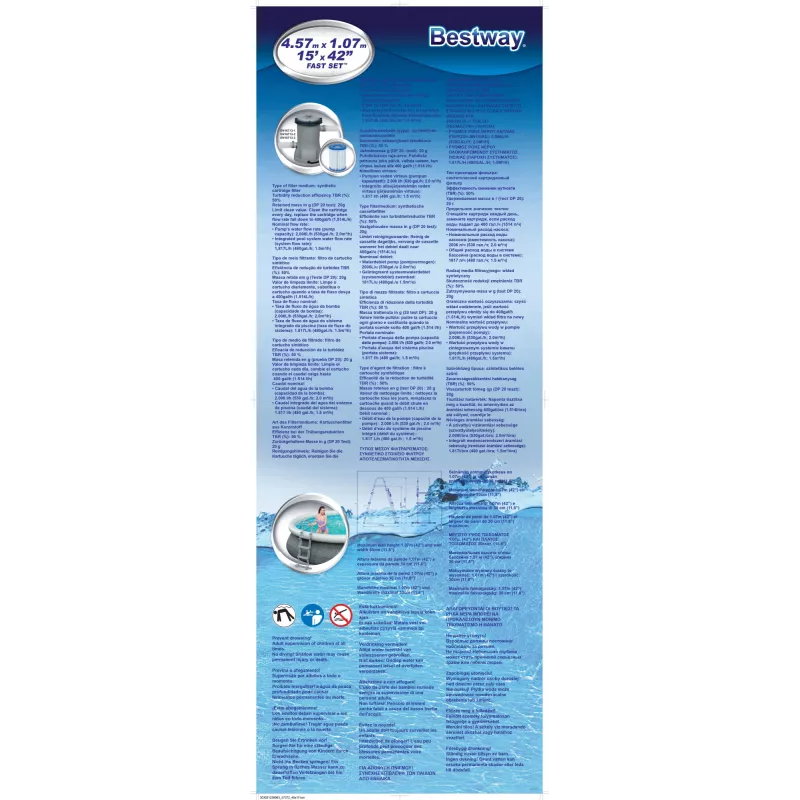 Piepūšamais baseins Bestway 57372 Apaļš 12362 L Pelēks
