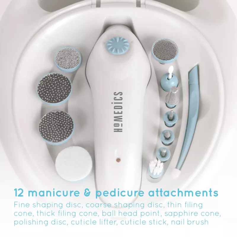 Manikīra un pedikīra komplekts HoMedics MAN-3023A-EU 2 uzgaļi, plastmasa, zils/balts