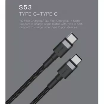 USB-C uz USB-C kabelis Orsen S53, 1 m, 3 A, sarkans