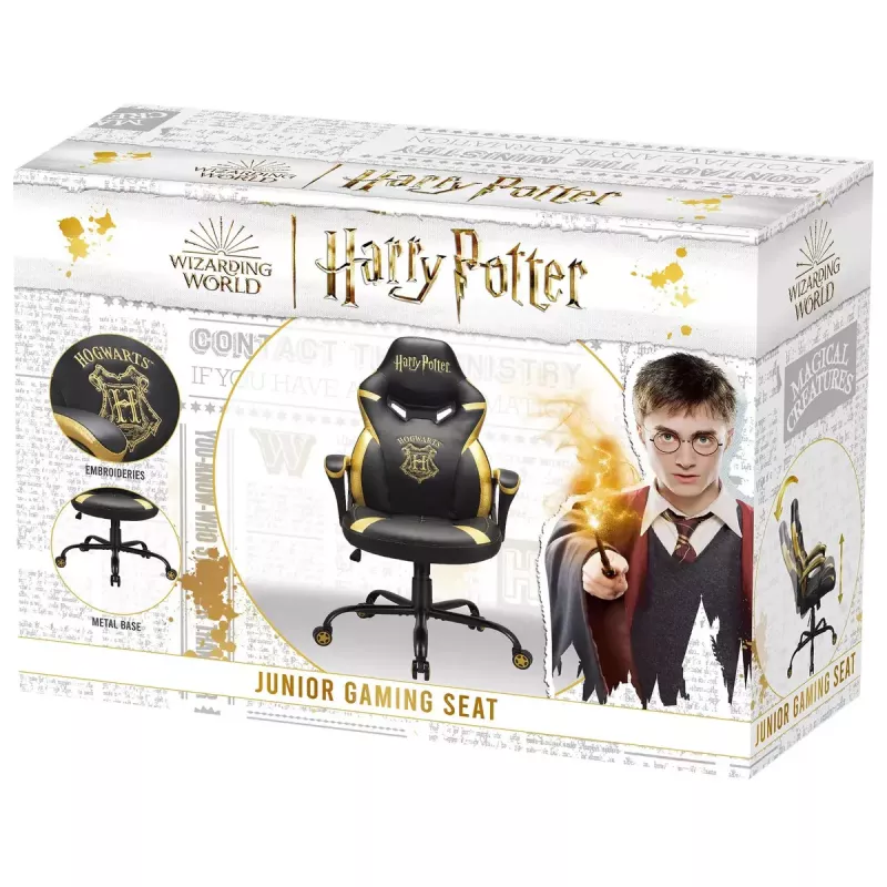 Spēļu krēsls Subsonic Junior Hogwarts polsterēts sēdeklis Melns Dzeltens