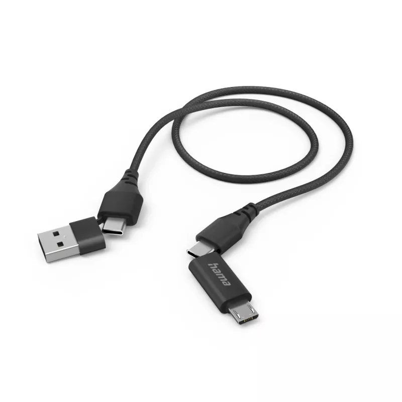 Hama 00201537 USB kabelis USB 2.0 1.5 m USB A/USB C, USB C/Micro-USB B, melns