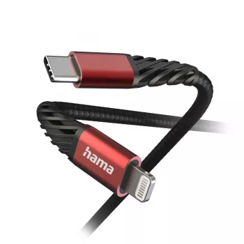 Hama Extreme Lightning uz USB-C kabelis 1.5m 3A Melns Sarkans