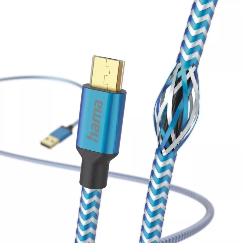 Hama Reflective USB kabelis USB 2.0 1,5 m USB A Micro-USB B Zils