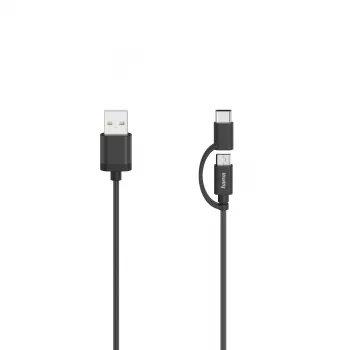 Hama 00200616 USB kabelis USB 2.0 0.75 m USB A USB C/Micro-USB A Melns