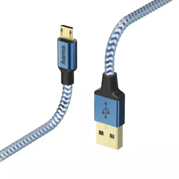 Hama USB 2.0 kabelis 1.5 m USB A – Micro-USB B zils 00178289