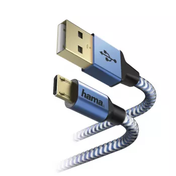 Hama USB 2.0 kabelis 1.5 m USB A – Micro-USB B zils 00178289
