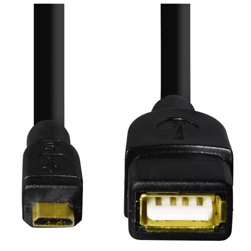 Hama 173892 USB kabelis USB 2.0 0.15 m Micro-USB B USB A Melns