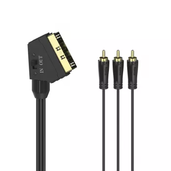 Hama 00205156 SCART kabelis 1,5 m 3 x RCA Melns