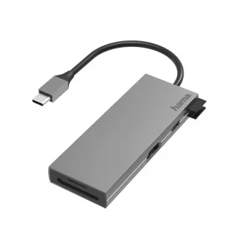 Hama 00200110 klēpjdatora dokstacija/portu paplašinātājs USB 3.2 Gen 1 (3.1 Gen 1) Type-C Pelēks