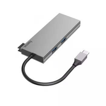 Hama 00200110 klēpjdatora dokstacija/portu paplašinātājs USB 3.2 Gen 1 (3.1 Gen 1) Type-C Pelēks