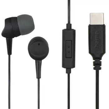 Hama 00184192 vadu austiņas Iekšauss Zvanīšana/Mūzika USB Type-C Melna, Tumši Pelēka