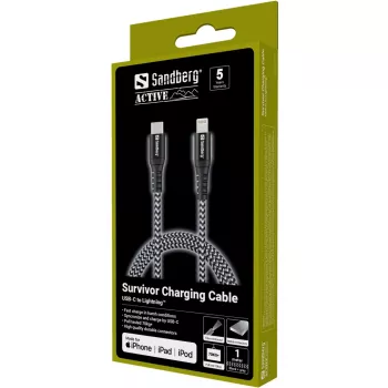 Sandberg Survivor USB-C PD>Lightning kabelis 1m 28g