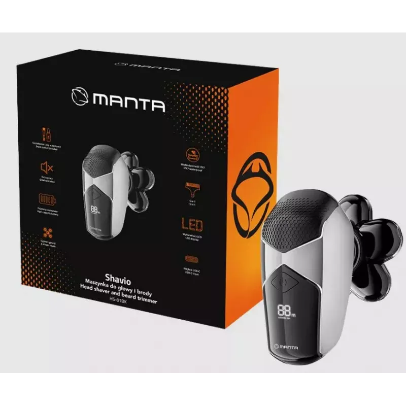 Manta HS-01BK Shavio matu un bārdas skuvekļa komplekts, melns/hroms