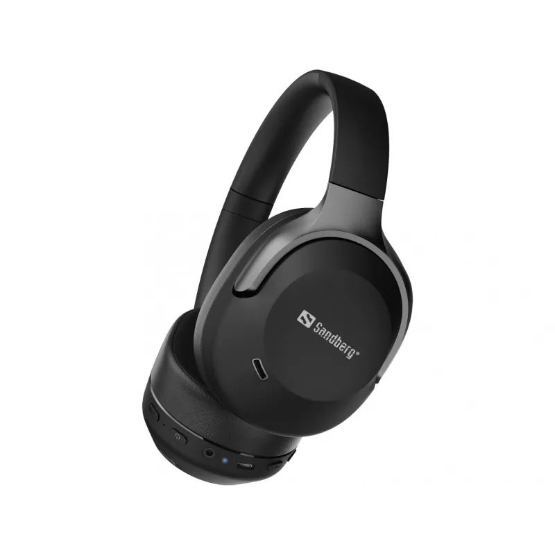 Sandberg Wireless Travel Headset ANC+ENC, Bezvadu, Zvani/Mūzika, 228 g, Galvas austiņas, Melns