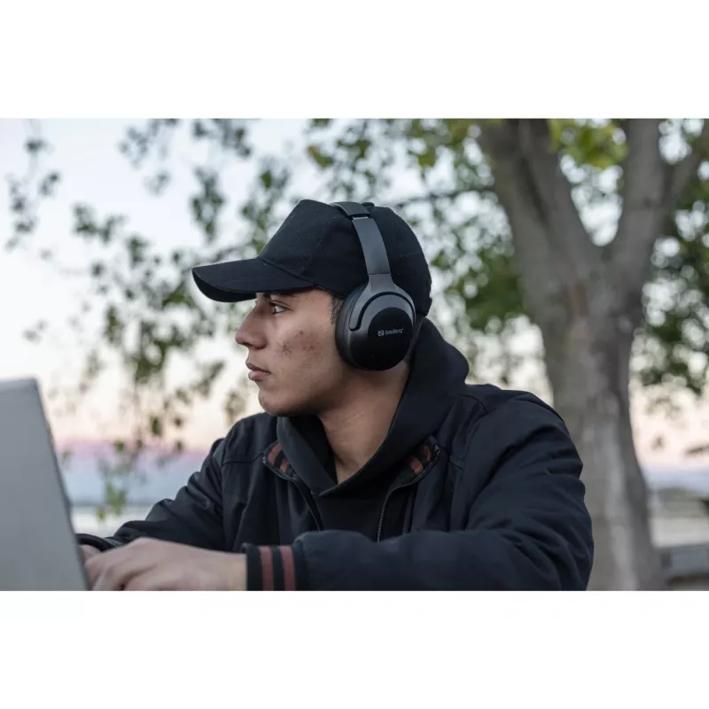Sandberg Wireless Travel Headset ANC+ENC, Bezvadu, Zvani/Mūzika, 228 g, Galvas austiņas, Melns