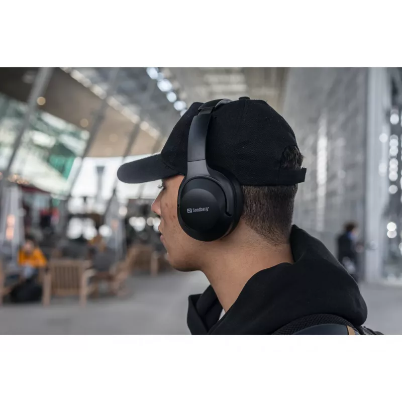 Sandberg Wireless Travel Headset ANC+ENC, Bezvadu, Zvani/Mūzika, 228 g, Galvas austiņas, Melns