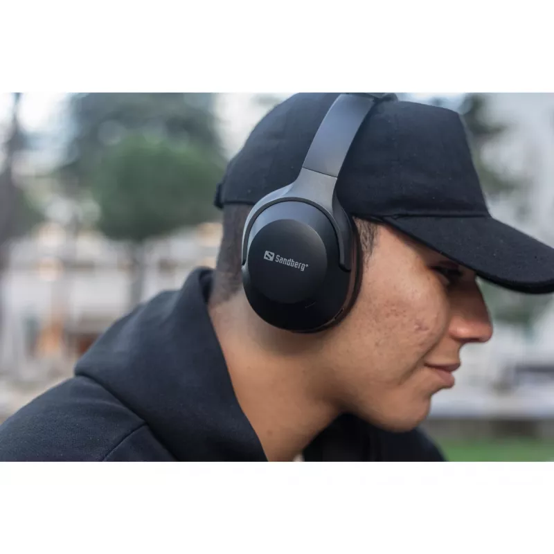 Sandberg Wireless Travel Headset ANC+ENC, Bezvadu, Zvani/Mūzika, 228 g, Galvas austiņas, Melns
