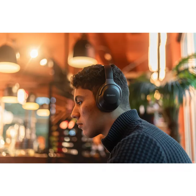 Sandberg Wireless Travel Headset ANC+ENC, Bezvadu, Zvani/Mūzika, 228 g, Galvas austiņas, Melns