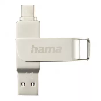 Hama C-Rotate Pro USB zibatmiņa 128 GB USB Type-A / USB Type-C 3.2 Gen 1 Sudraba