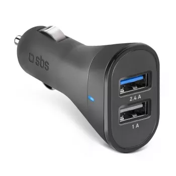 Auto lādētājs SBS Mobile TECR2USB24AFAST — 2× USB, 2.4 A, universāls, melns