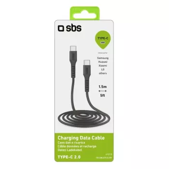 USB-C uz USB-C kabelis SBS Mobile TECABLETCC20K 1.5 m, USB 2.0, Melns