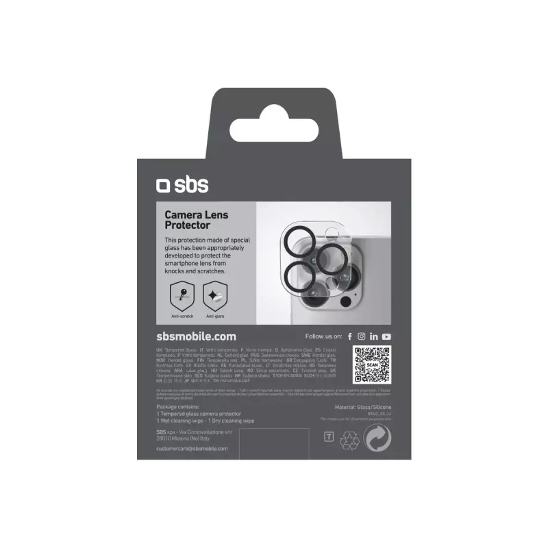 Ekrāna un kameras lēcu aizsargs SBS TECAMGLIP16PK iPhone 16 Pro/Pro Max, pret skrāpējumiem, caurspīdīgs