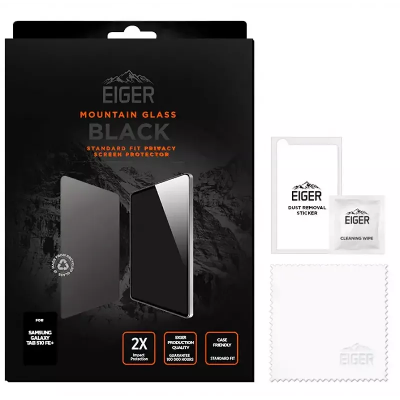 Eiger Mountain Black ekrāna aizsargplēve ar privātuma funkciju Samsung Galaxy Tab S10 FE+