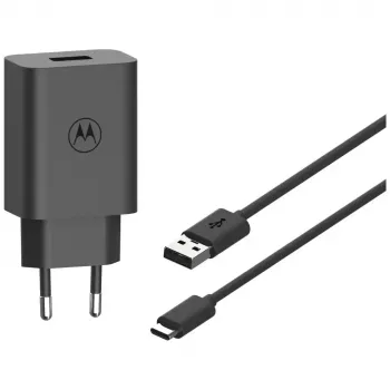 Motorola TurboPower 33W lādētājs ar iebūvētu USB-A–USB-C kabeli, melns