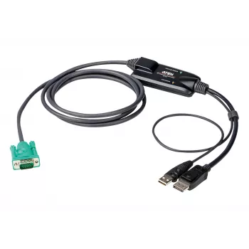 ATEN DisplayPort konsoles pārveidotājs, 1,8 m, USB, DisplayPort, Melns, USB A tips + DisplayPort, SPHD-15