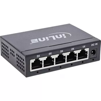 InLine Gigabit tīkla slēdzis 5 porti, 1 Gb/s, galddatora, metāla korpuss, bez ventilatora
