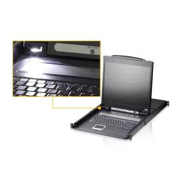 KVM slēdzis ATEN CL1308N, 1U, 8 porti, PS/2 USB VGA, melns, uzstādāms rīkā