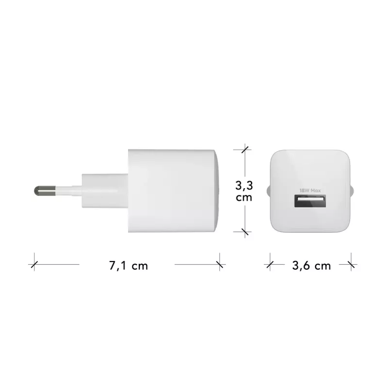 Sienas lādētājs dbramante1928 re-charge EU 18W USB-A Balts