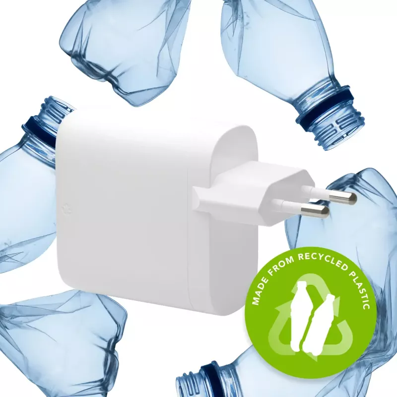 Lādētājs d bramante re-charge Pro EU – iekštelpu, AC 110–240V, USB‑C 65W + USB‑A 18W, balts