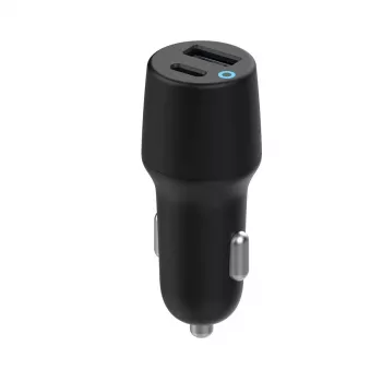 eSTUFF ES631031 auto lādētājs ar USB-C PD un USB-A, 38 W, melns