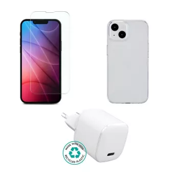 Mobilā tālruņa lādētājs eSTUFF ES-KIT-IPH14 USB Type-C iekštelpu caurspīdīgs balts