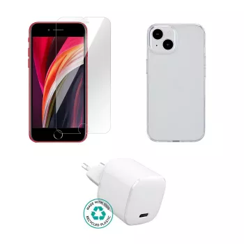 Mobilās ierīces lādētājs eSTUFF ES-KIT-IPHSE(2022) Iekštelpu AC Caurspīdīgs Balts USB Type-C