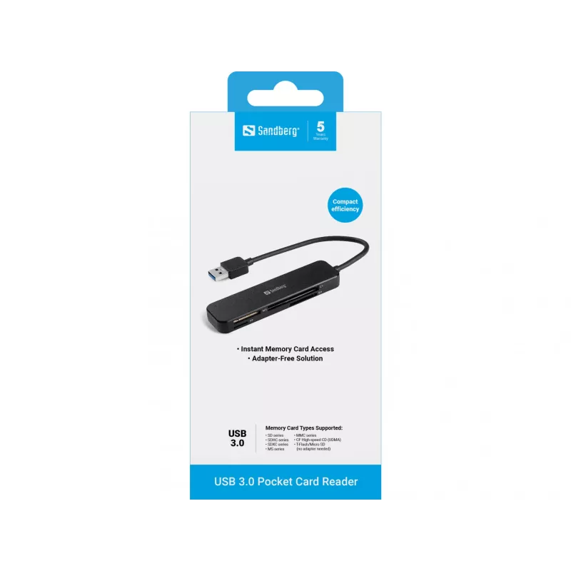 Karšu lasītājs Sandberg USB 3.0 Pocket Card Reader