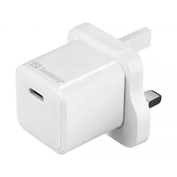 SANDBERG 441-64 USB-C lādētājs 20W ar Lielbritānijas kontaktdakšu — ātra USB Power Delivery uzlāde