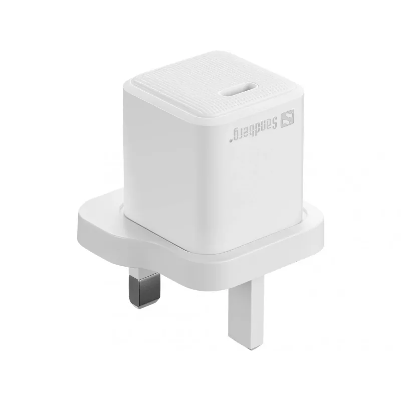 SANDBERG 441-64 USB-C lādētājs 20W ar Lielbritānijas kontaktdakšu — ātra USB Power Delivery uzlāde