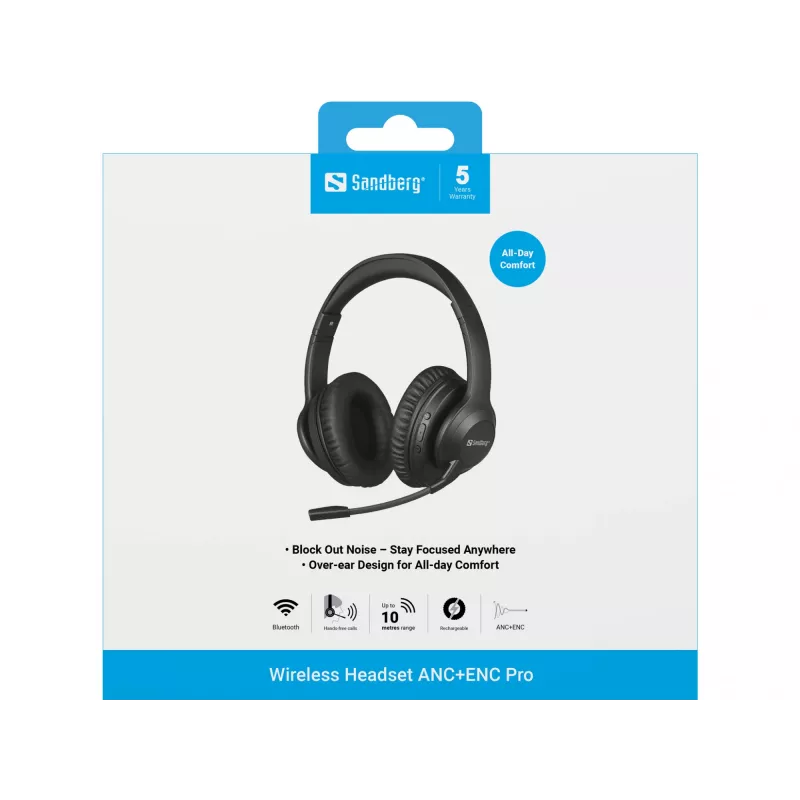 Sandberg Wireless Headset ANC+ENC Pro bezvadu austiņas