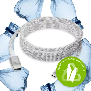 USB-A uz USB-C datu kabelis d bramante re-charge Pro BRD Cable 2.5 m, USB 2.0, balts