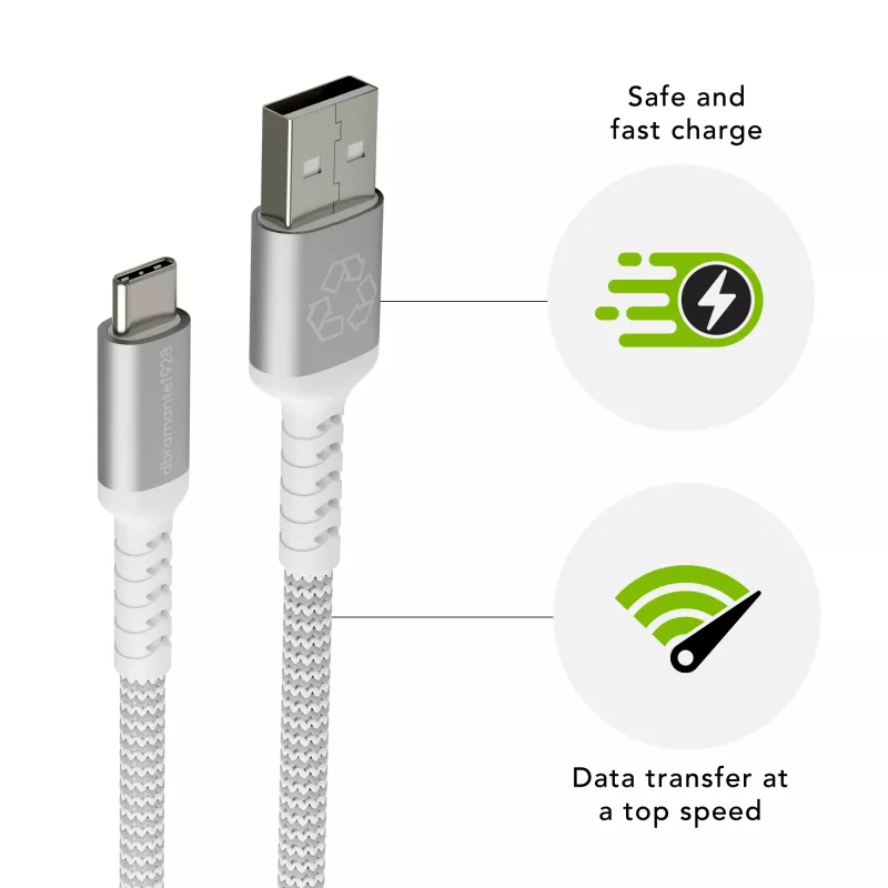 dbramante1928 re-charge Pro - BRD kabelis 1,2m USB-A uz USB-C - balts