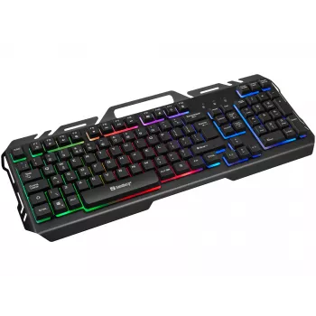 Sandberg IronStorm Keyboard BE — pilna izmēra vadu spēļu tastatūra ar AZERTY izkārtojumu