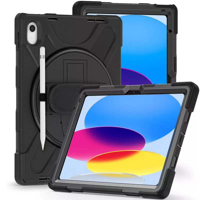 eSTUFF ES683300-BULK CHICAGO Full Body Defender aizsargmaciņš, paredzēts Apple iPad 10,9 collu (27,7 cm) 10./11. paaudzei, polikarbonāts/silikons, melns