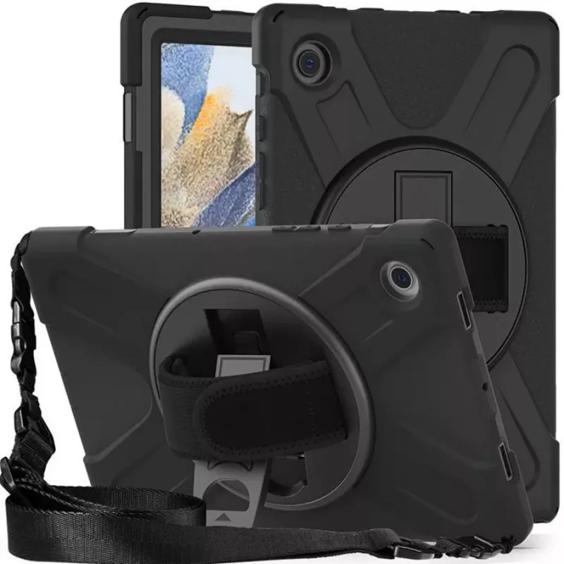 eSTUFF ES683609-BULK CHICAGO planšetes aizmugurējais vāciņš 26,7 cm (10,5 collu) Samsung Galaxy Tab A8, silikons, polikarbonāts, ar ekrāna aizsargu, melns