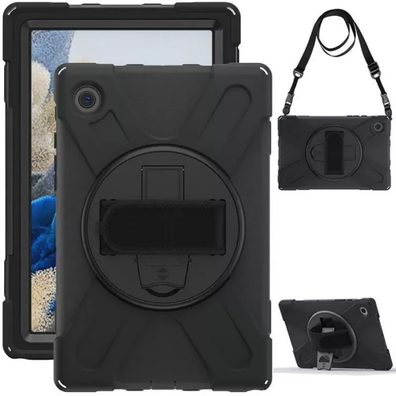 eSTUFF ES683609-BULK CHICAGO planšetes aizmugurējais vāciņš 26,7 cm (10,5 collu) Samsung Galaxy Tab A8, silikons, polikarbonāts, ar ekrāna aizsargu, melns