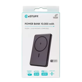 eSTUFF ES641101 bezvadu lādētājs 10000 mAh Melns