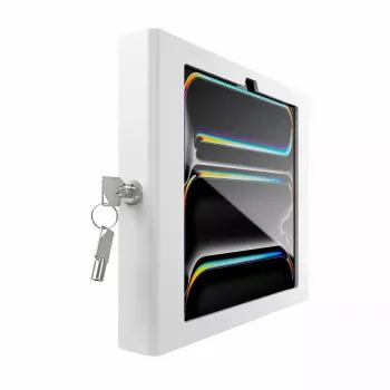 Sienas stiprinājuma aizsargapvalks iPad Pro 11 collu — Maclocks Compulocks Apex M4 un M5, balts, ar 2 atslēgām