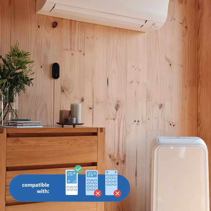 Netatmo Smart AC Controller – viedais infrasarkanais kontrolieris gaisa kondicionieriem (melns/balts, metāls/plastmasa)